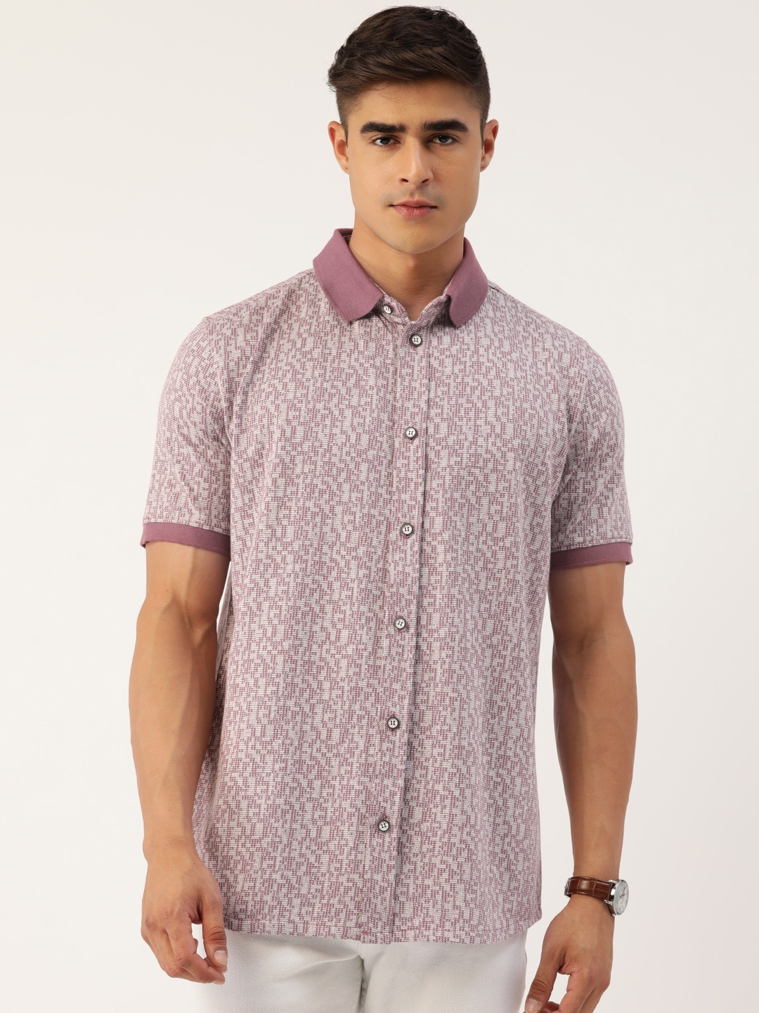 

PORTBLAIR Men Classic Opaque Printed Casual Shirt, Pink