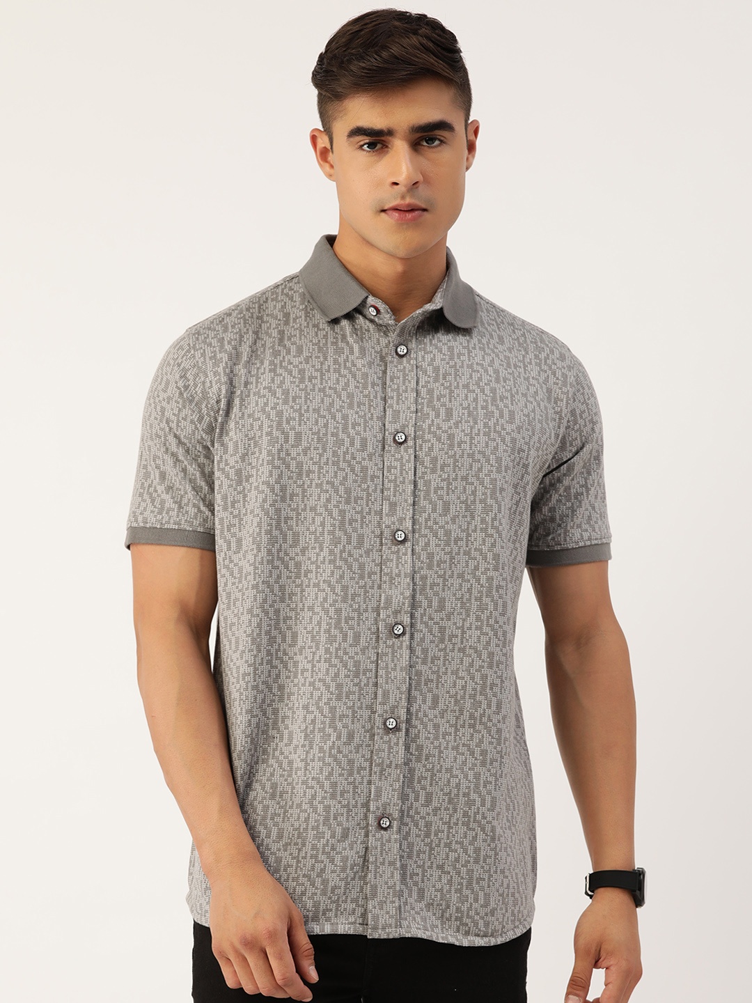 

PORTBLAIR Men Classic Opaque Printed Casual Shirt, Grey