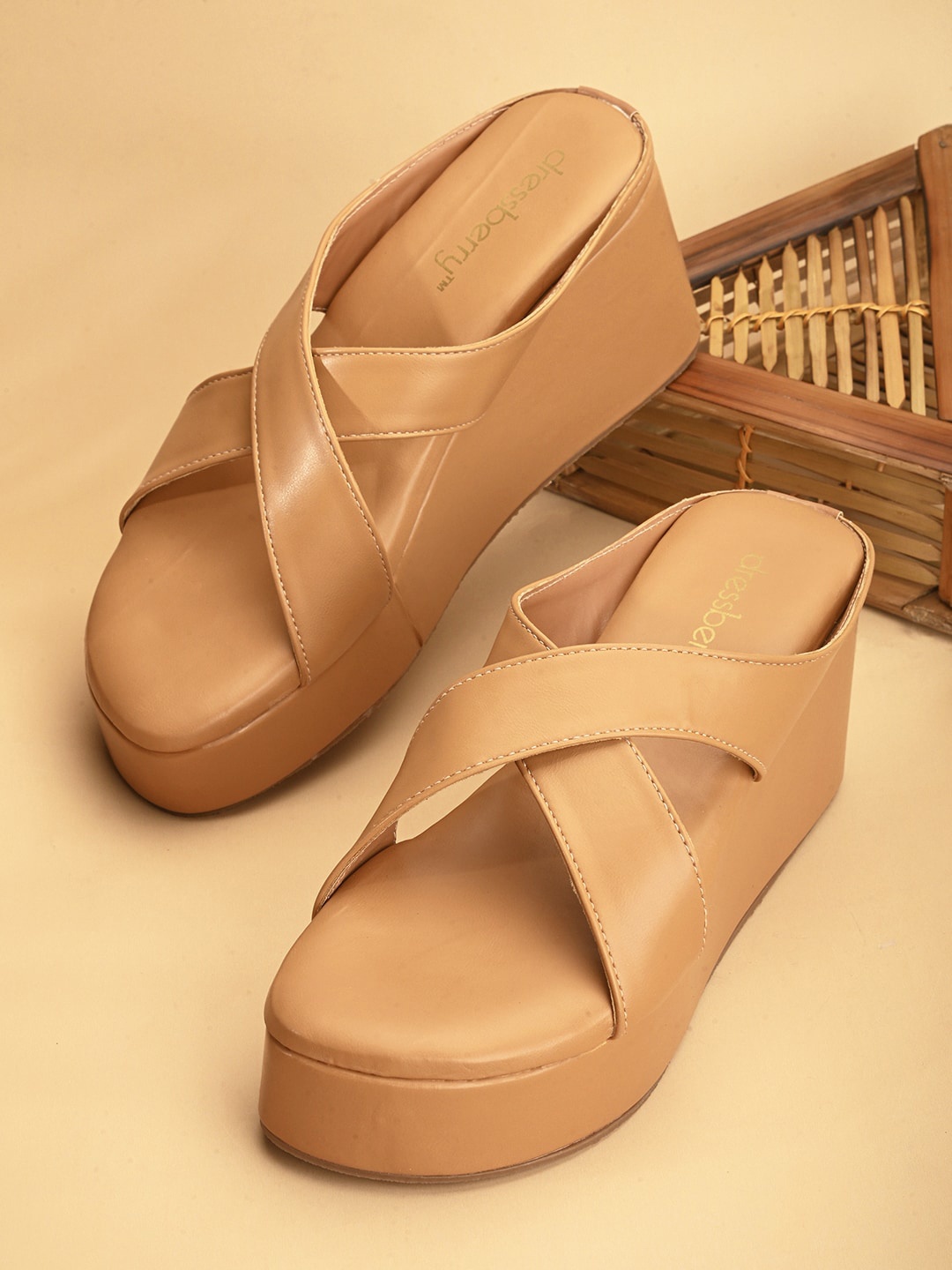 

DressBerry Open Back Flatform Heels, Mustard
