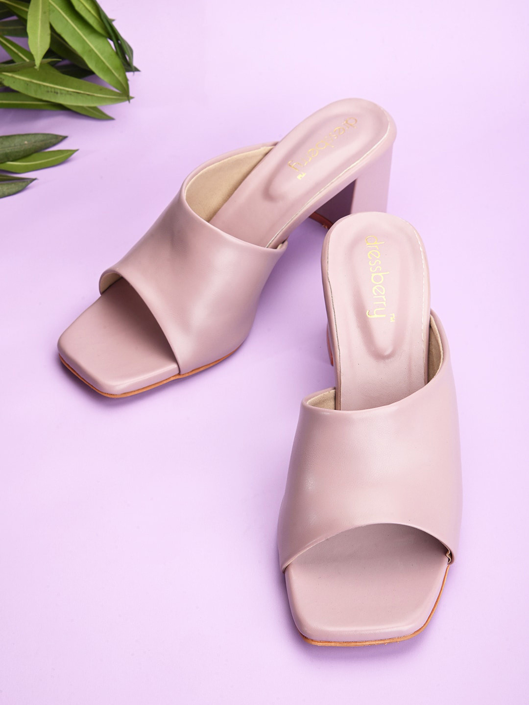 

DressBerry Open Toe Block Heels, Peach