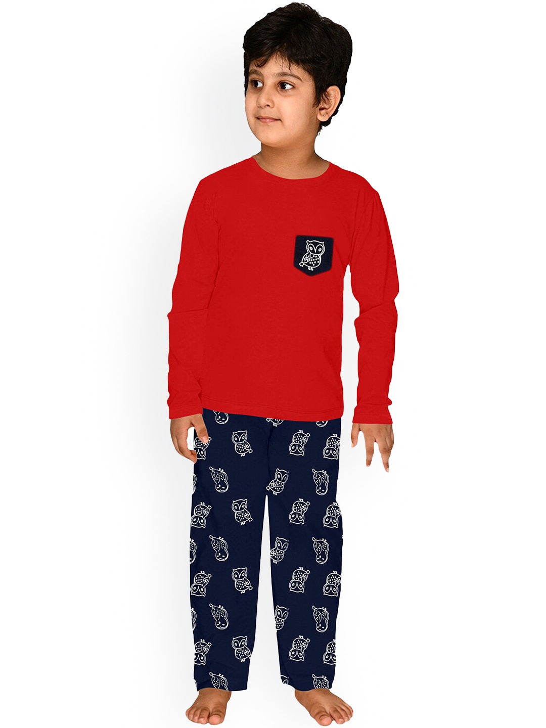 

FUNKRAFTS Boys Graphic Printed Pure Cotton Night Suit, Red
