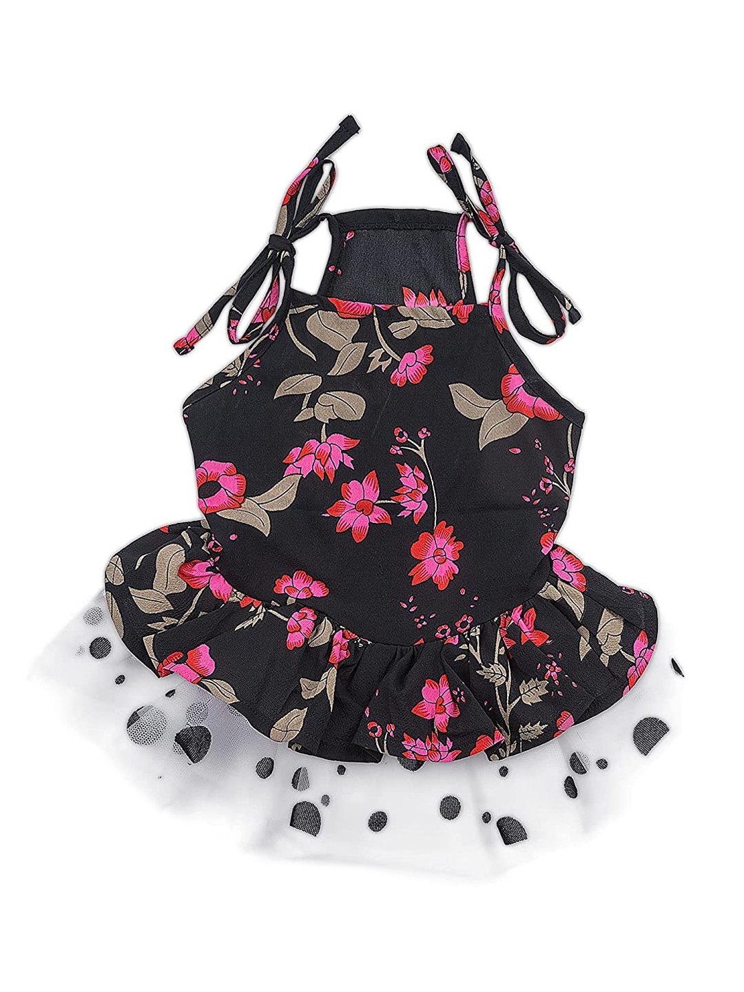

Emily pets Floral Printed Cotton Dog Dress, Black