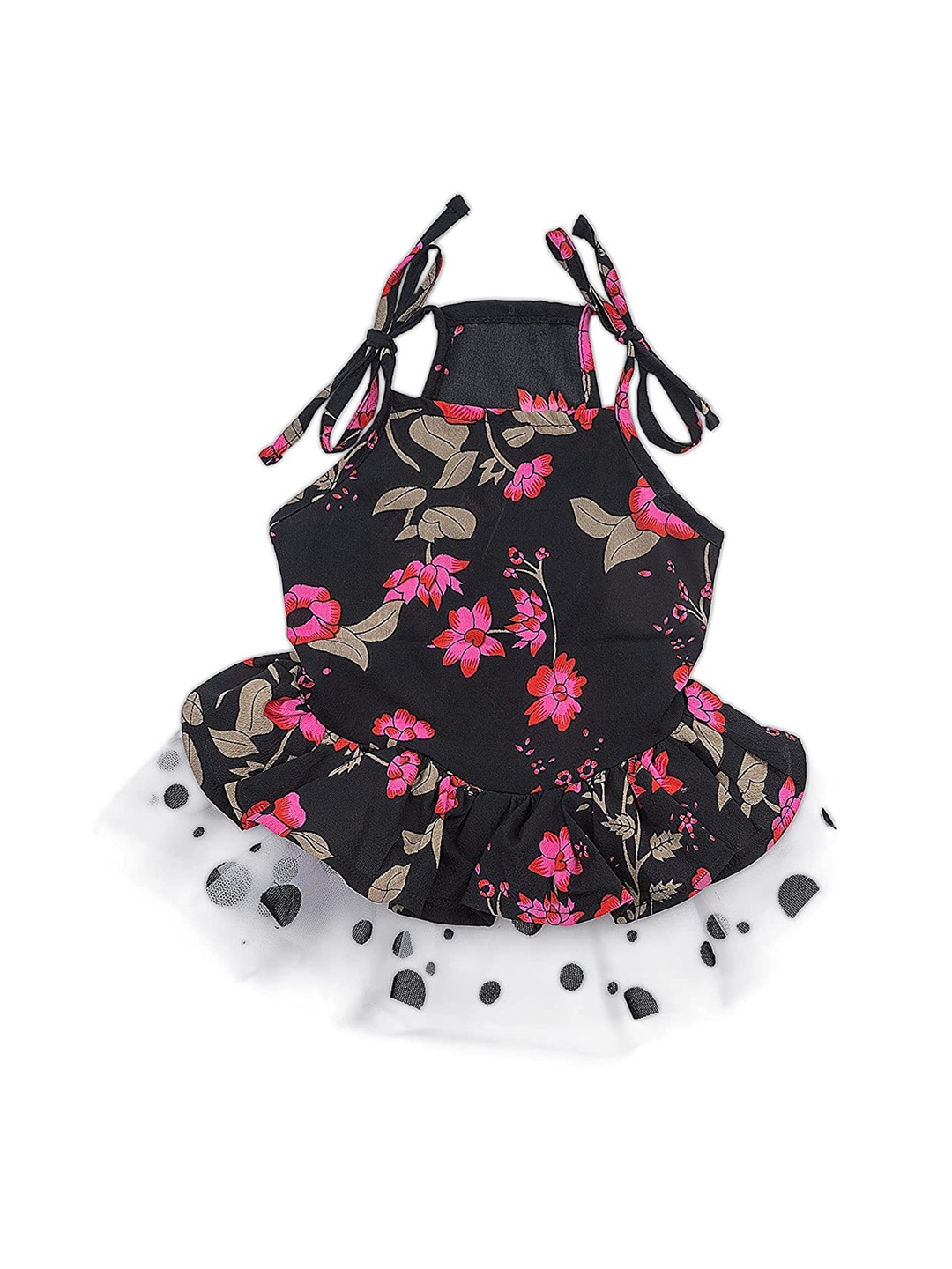 

Emily pets Floral Printed Cotton Dog Dress, Black