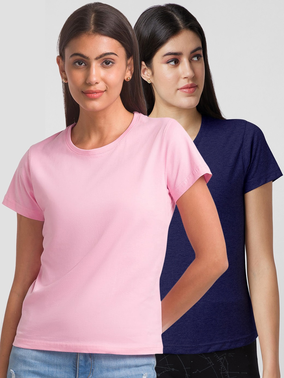 

NOIRA Pack Of 2 Cotton T-shirt, Pink