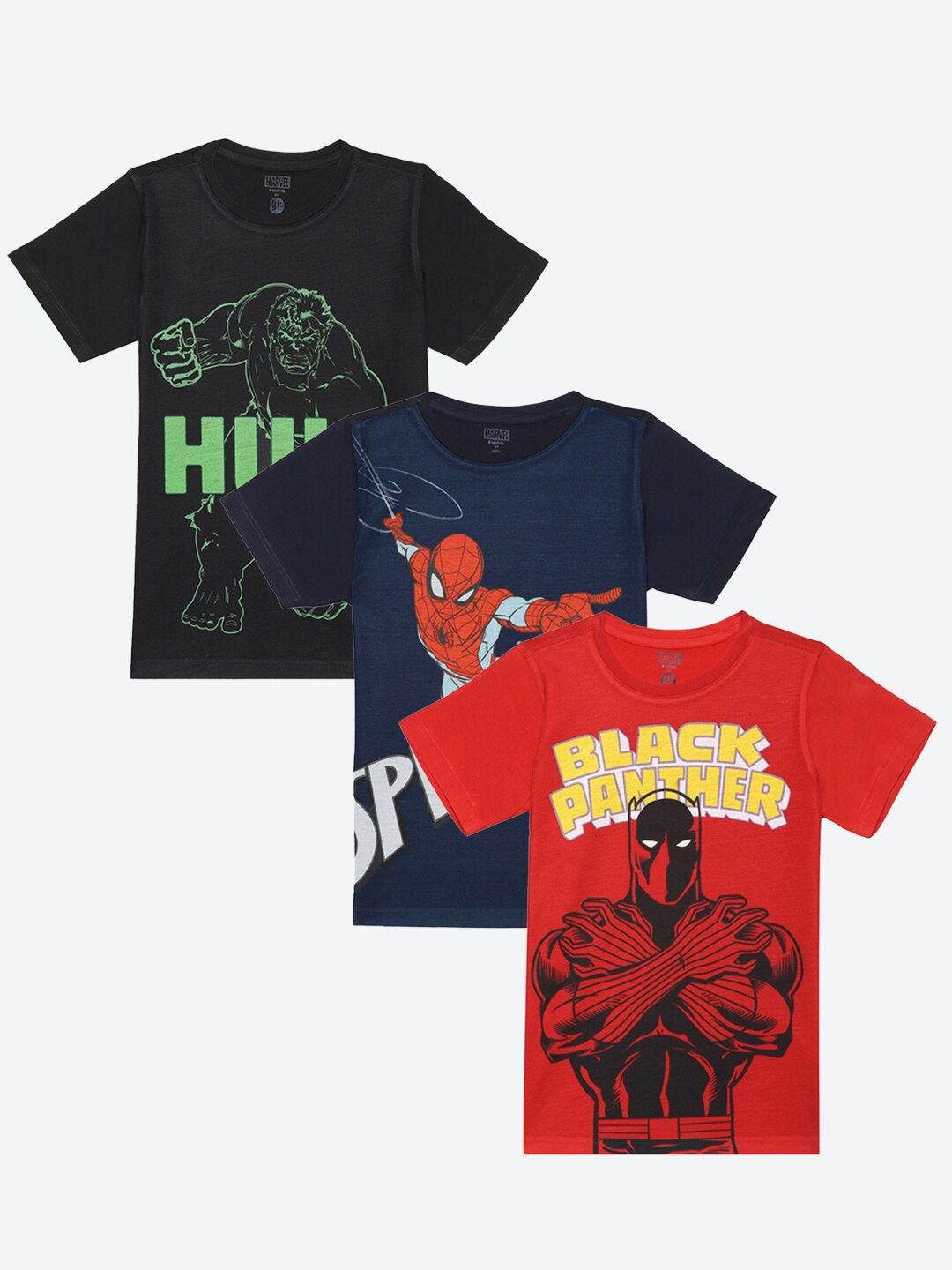 

YK Marvel Boys Pack Of 3 Avengers Printed T-shirt, Black