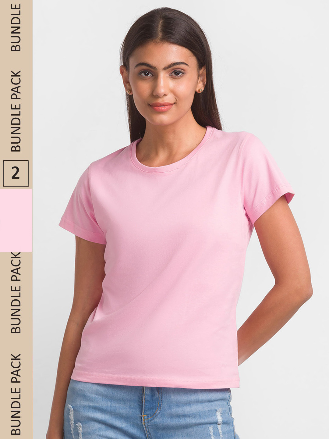 

NOIRA Pack Of 2 Cotton T-shirt, Pink