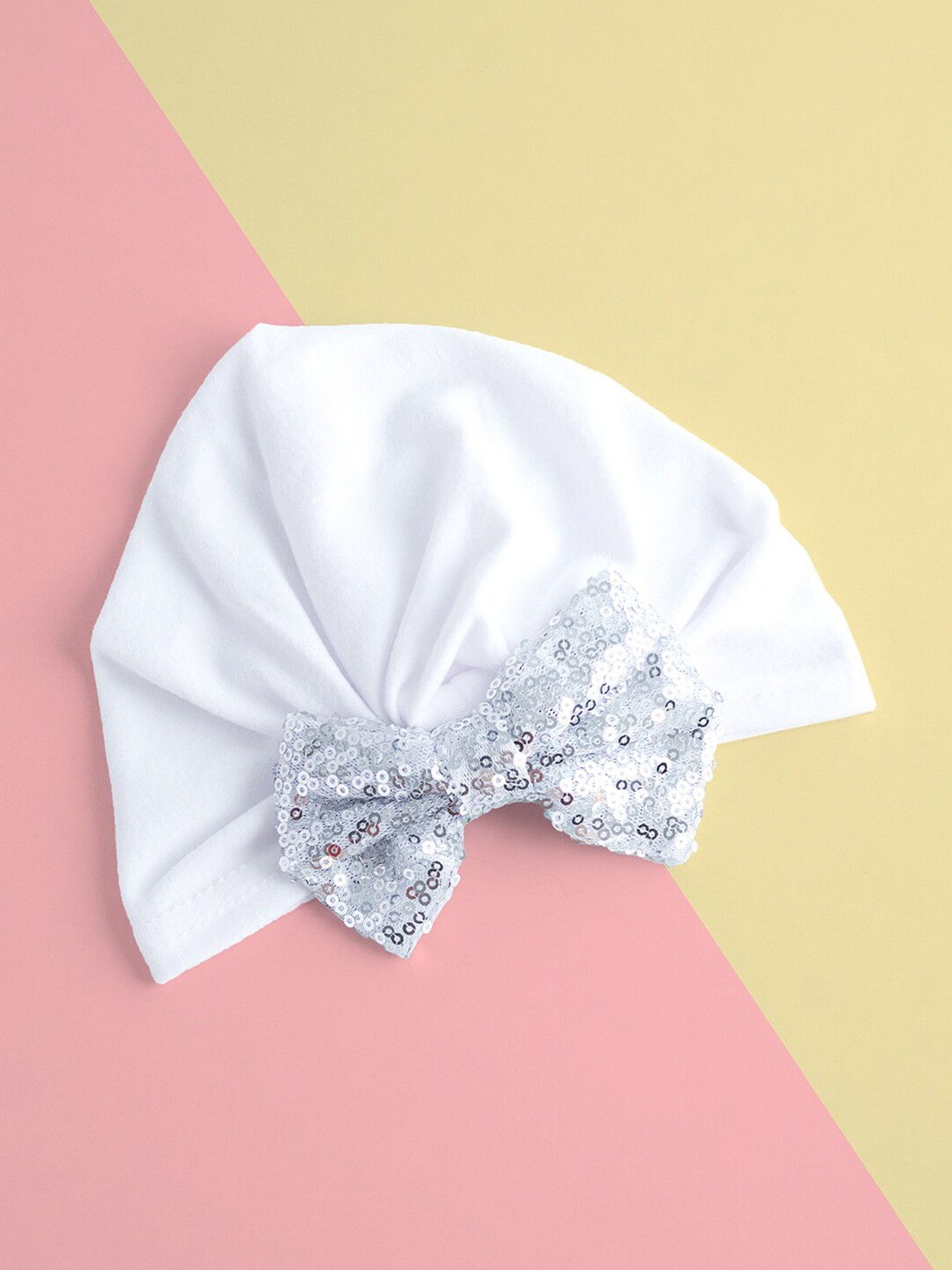 

Golden Peacock Infant Girls Embroidered Bow Detail Cotton Beanie, White