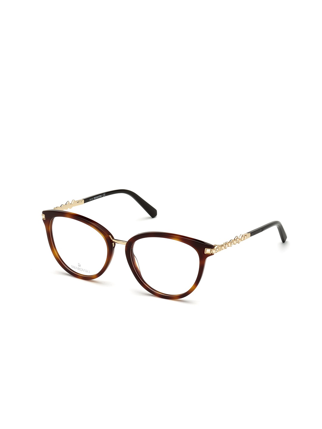 

SWAROVSKI Women Full Rim Round Aviator Frame SK5344 53 052, Brown