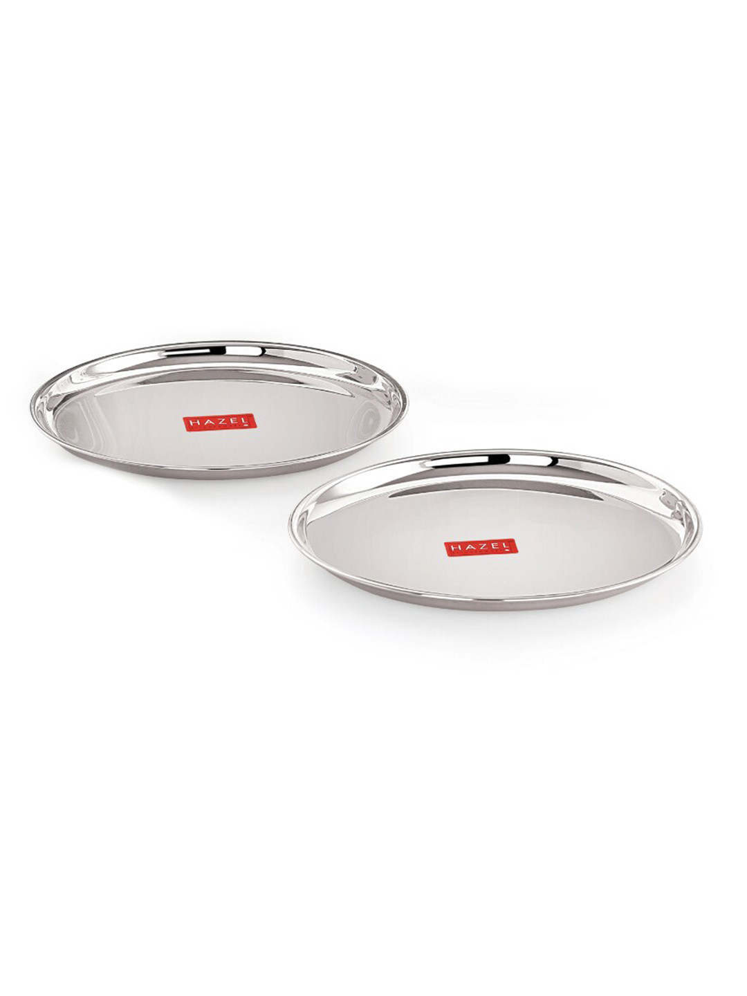 

HAZEL 2 Pieces Stainless Steel Glossy Snack Plates, Silver