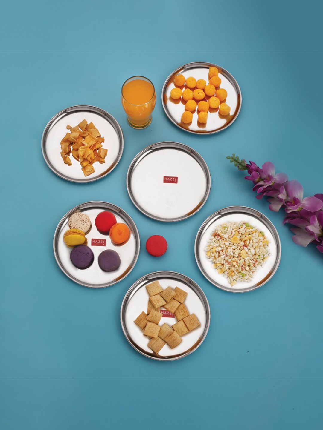 

HAZEL 12 Pieces Stainless Steel Glossy Snack Plates
