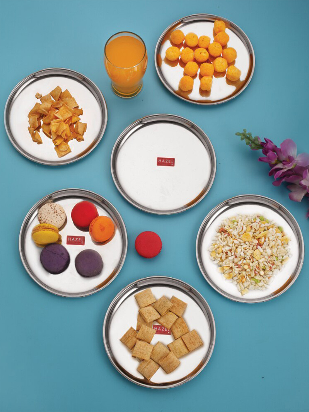 

HAZEL 12 Pieces Stainless Steel Glossy Snack Plates