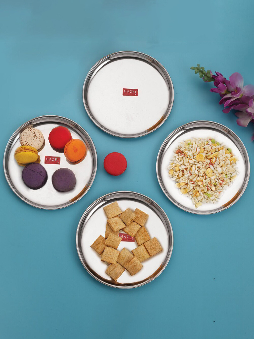 

HAZEL 4 Pieces Stainless Steel Glossy Snack Plates