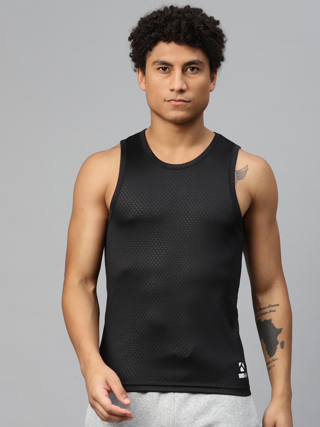 

TOM BURG Printed Gym Vest, Black