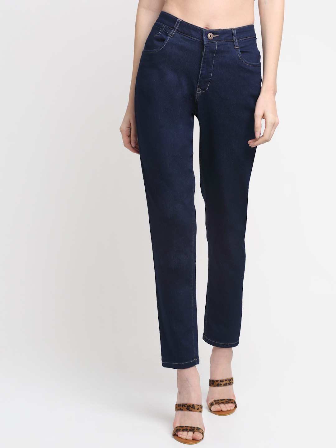 

Cantabil Women Mid-Rise Dark Shade Stretchable Cotton Jeans, Blue