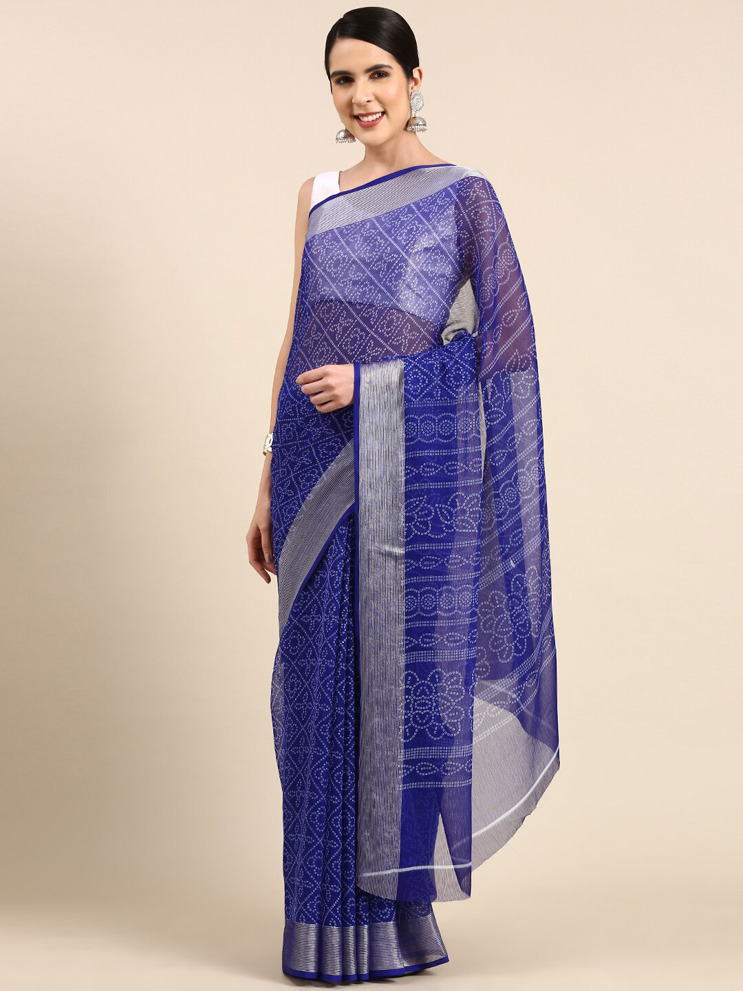 

Anouk Bandhani Printed Pure Chiffon Saree, Blue