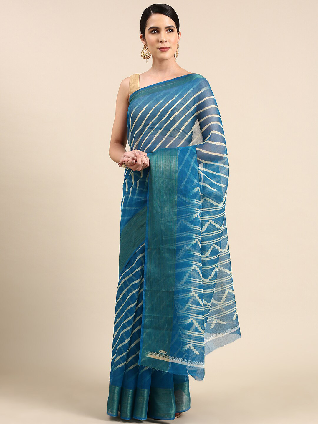 

Anouk Printed Leheriya Saree, Teal