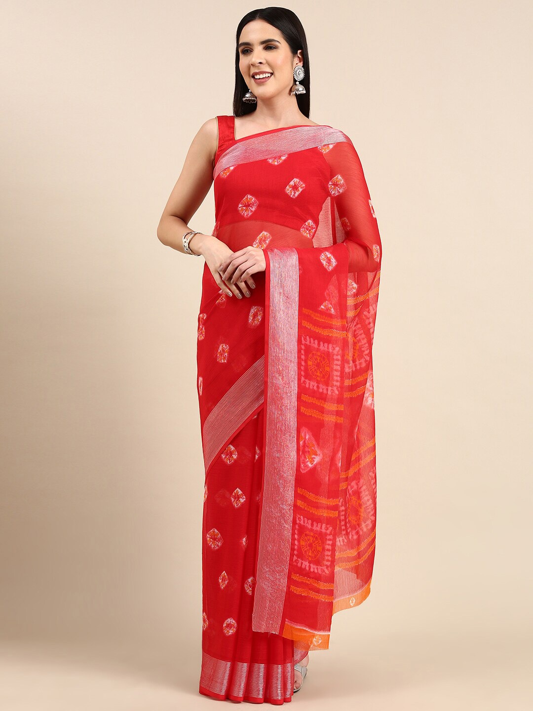 

Anouk Tie And Dye Printed Saree, Red