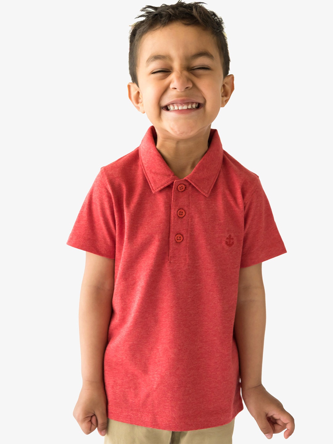 

Campana Boys Polo Collar Casual Cotton T-shirt, Coral