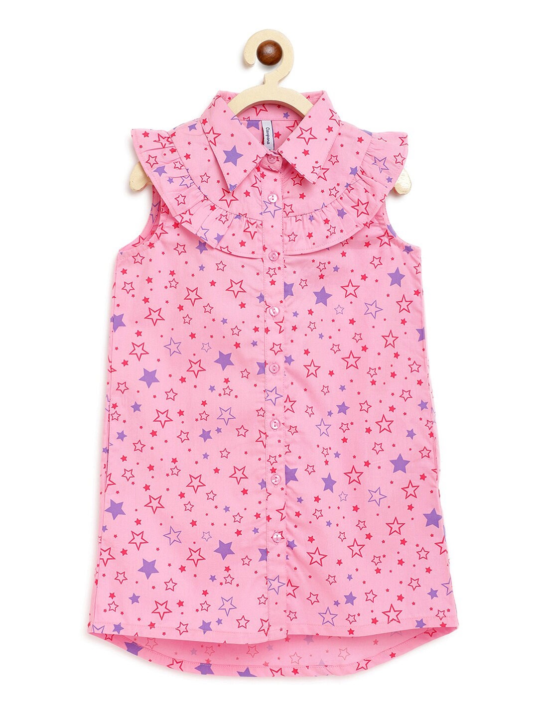 

Campana Girls Printed Knee Length A-Line Cotton Dress, Pink