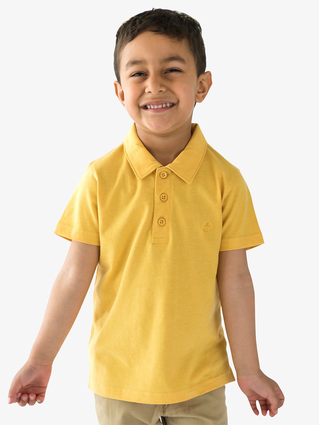 Campana Boys Polo Collar Cotton T-shirt, Yellow