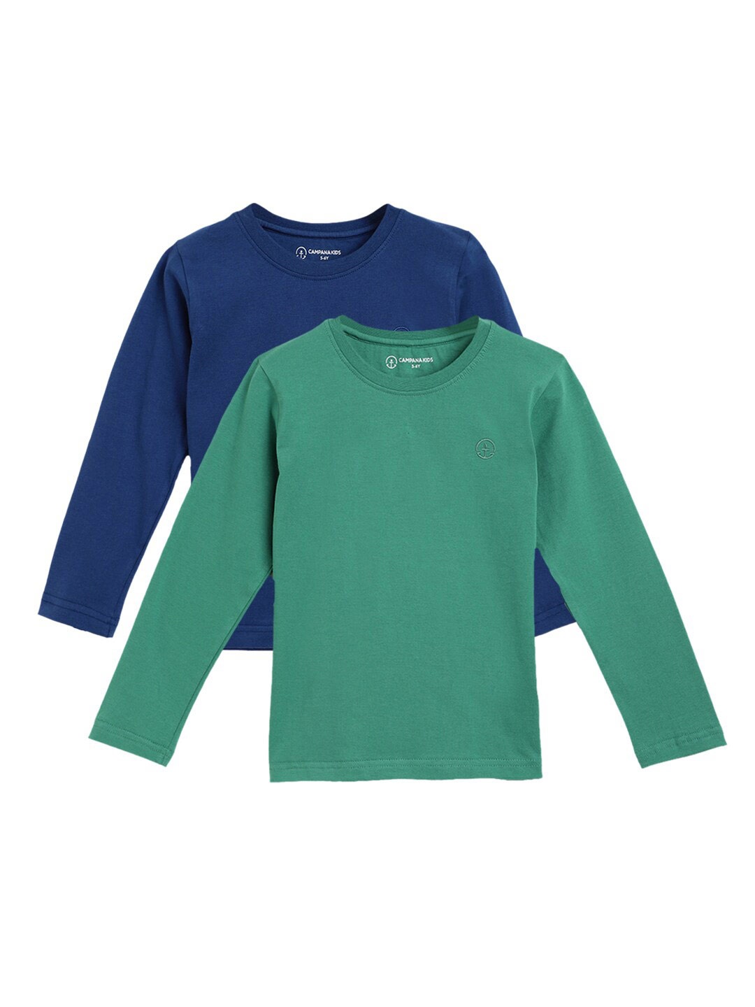 

Campana Boys Pack of 2 Long Sleeves Cotton T-shirt, Green