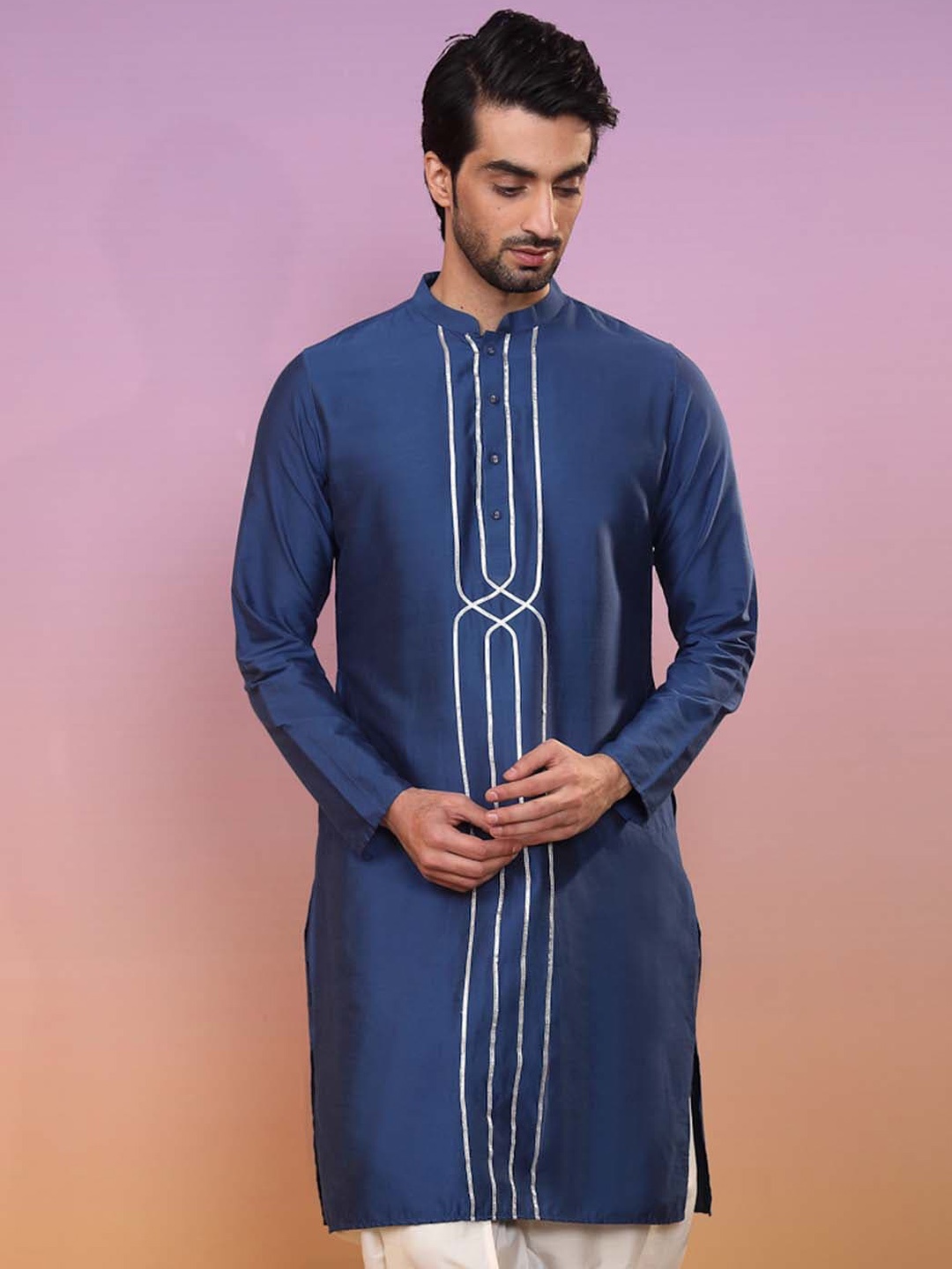 

KISAH Men Navy Blue Kurta