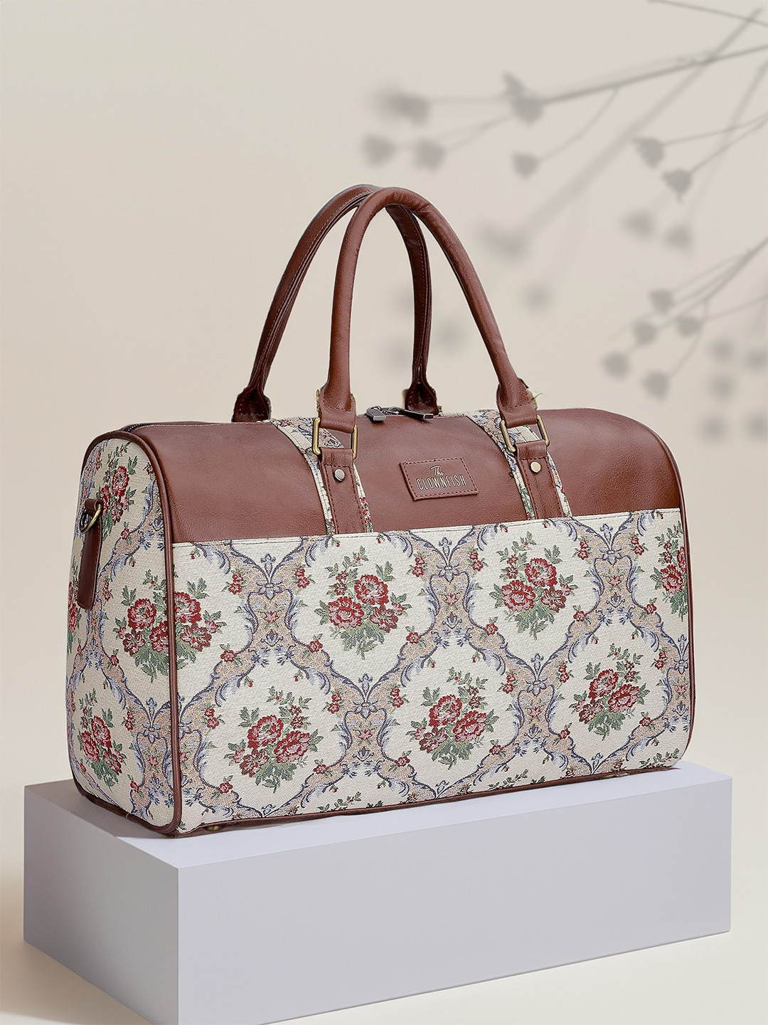 

THE CLOWNFISH Brooklyn Printed Travel Duffel Bag, Brown