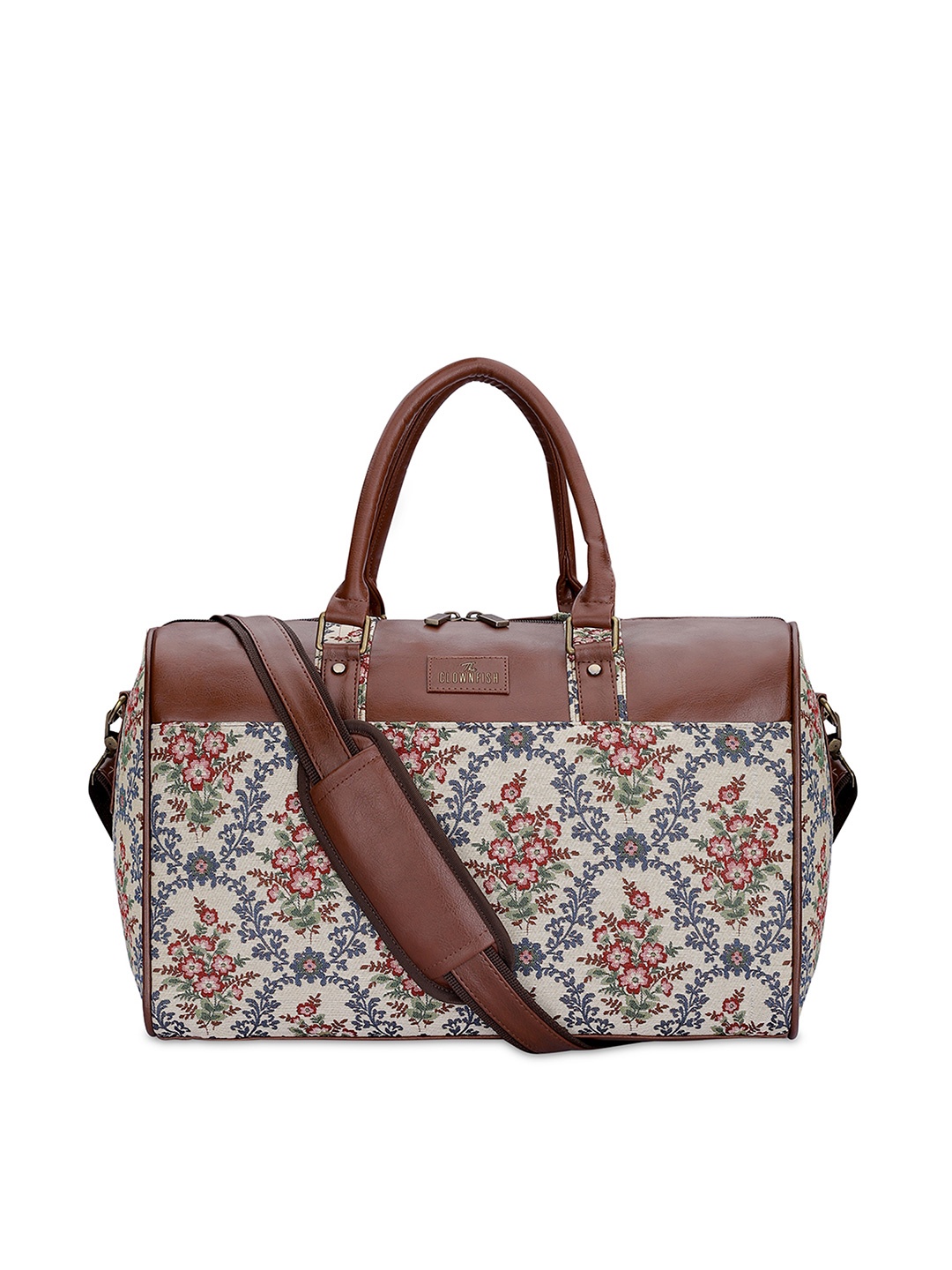 

THE CLOWNFISH Brooklyn Printed Duffel Bag, Brown