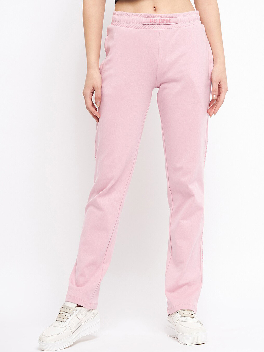 

MADAME M SECRET Women Regular-Fit Cotton Track Pants, Pink