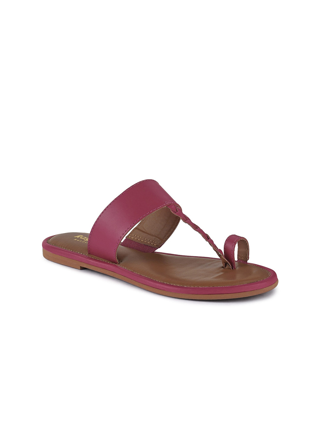 

RAG & CO Braided Leather One Toe Flats, Fuchsia