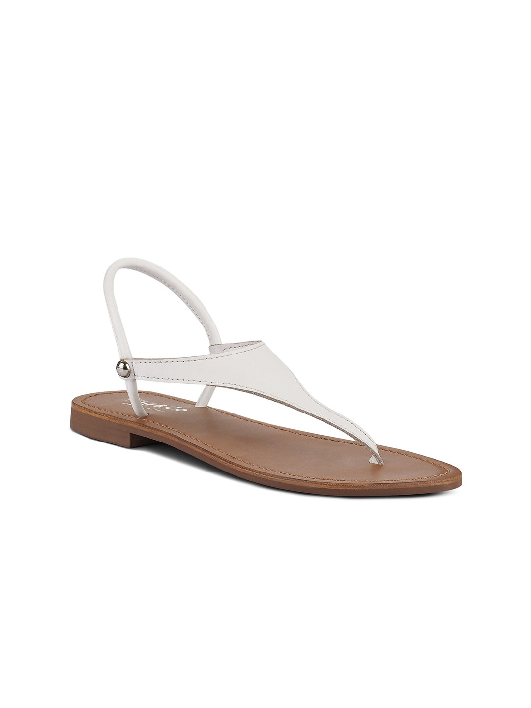 

RAG & CO Leather T-Strap Flats, White