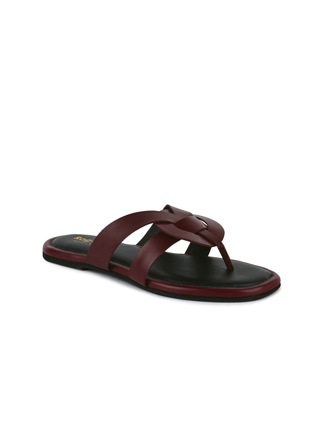 

RAG & CO Women Open Toe Leather Open Toe Casual Flats, Red