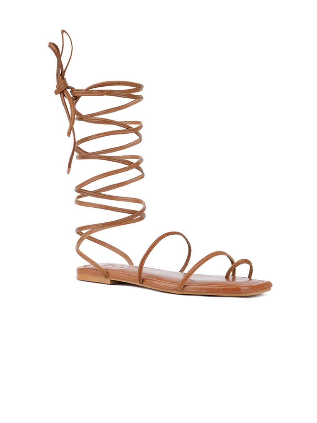 

RAG & CO Lace-Up Leather Gladiators, Tan
