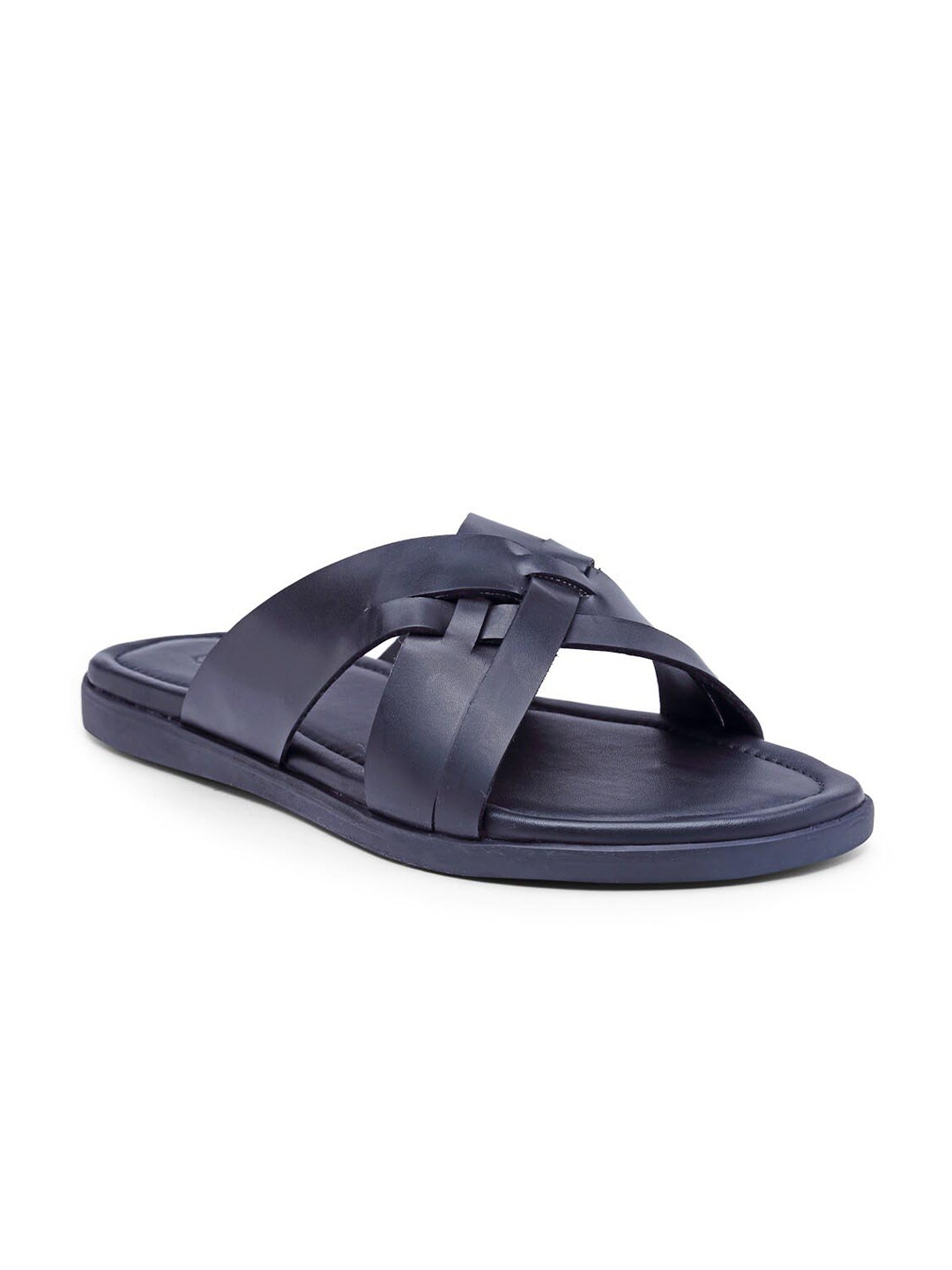 

BEAVER Men Leather Slip-On Comfort Sandals, Navy blue