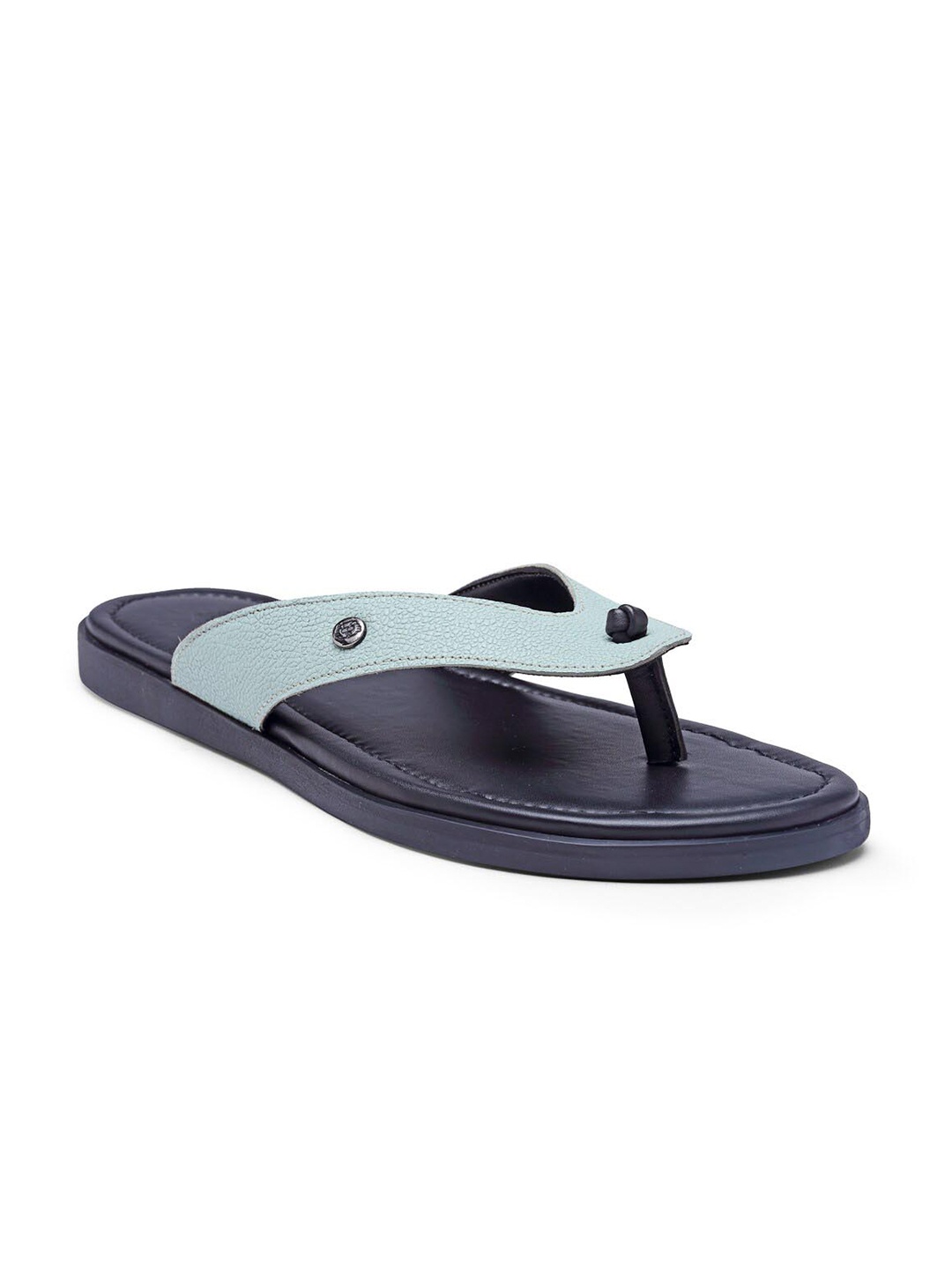

BEAVER Men Textured Leather Slip-On Comfort Sandals, Turquoise blue