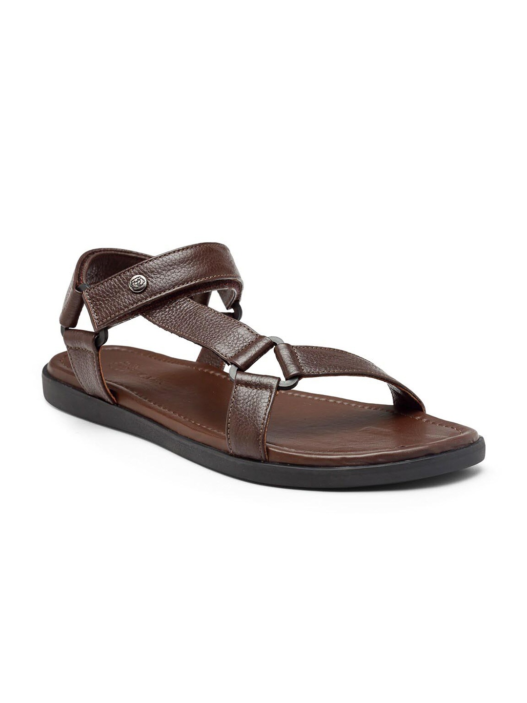 

BEAVER Men Textured Leather Comfort Sandals, Brown