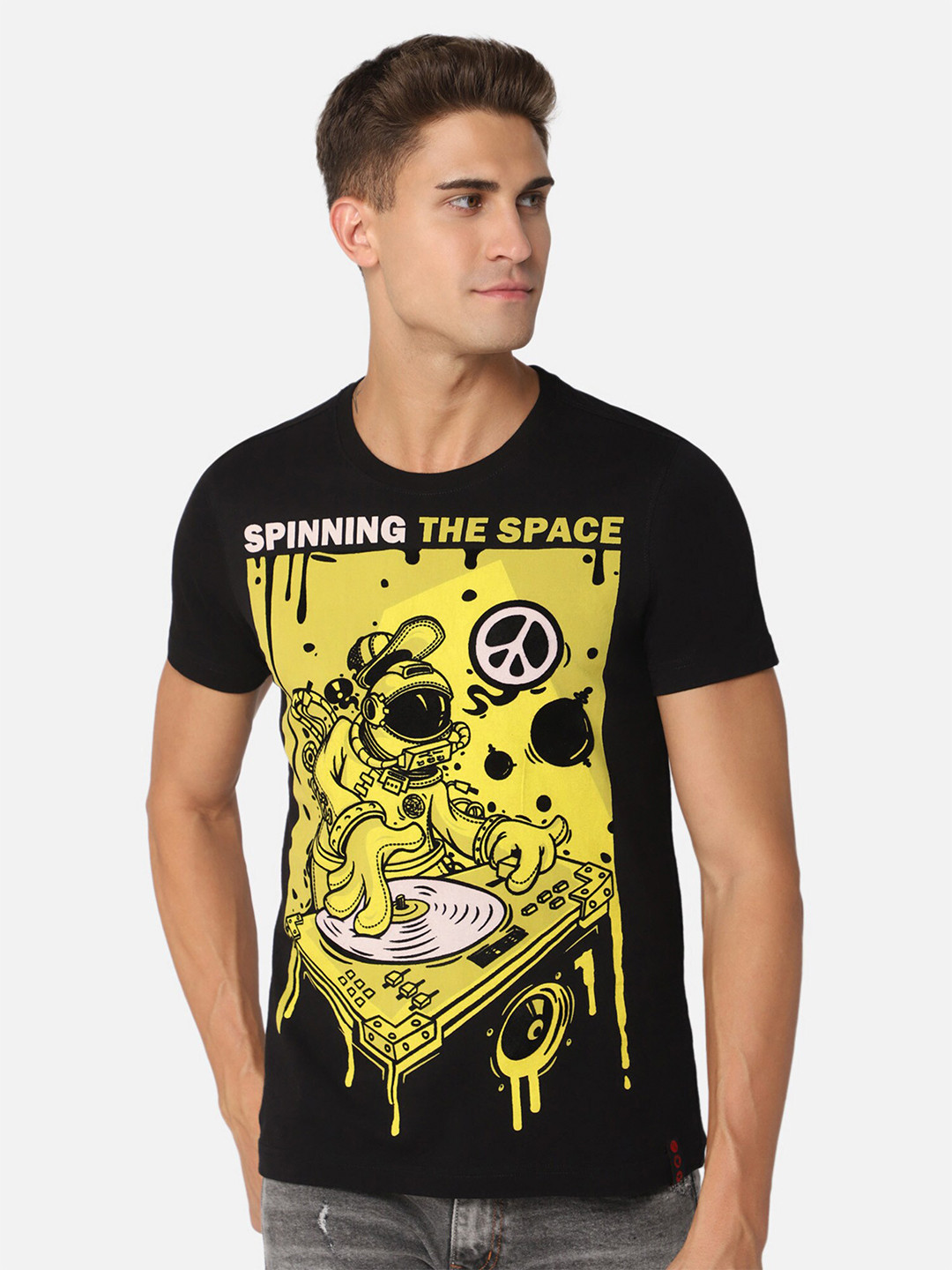 

PUNK Graphic Printed Cotton T-shirt, Black