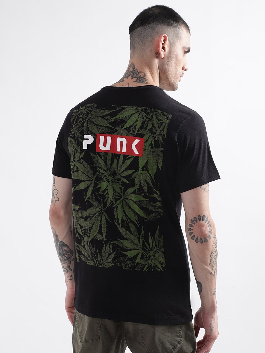 

PUNK Graphic Printed Cotton T-shirt, Black