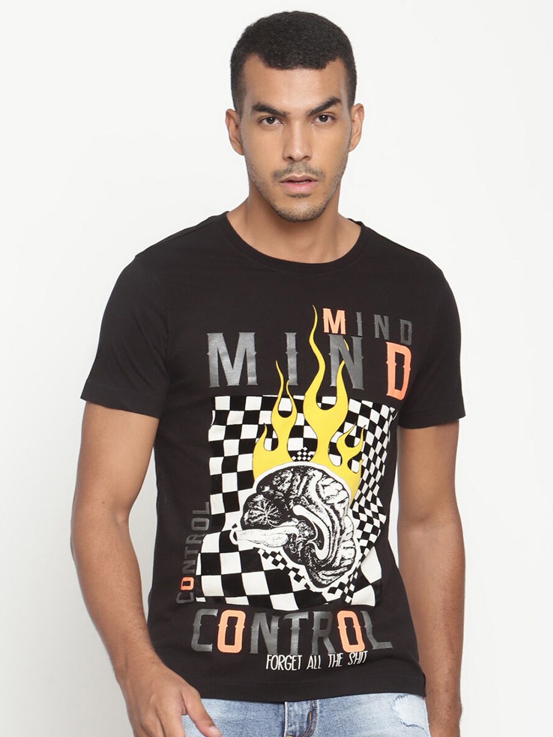 

PUNK Graphic Printed Cotton T-shirt, Black