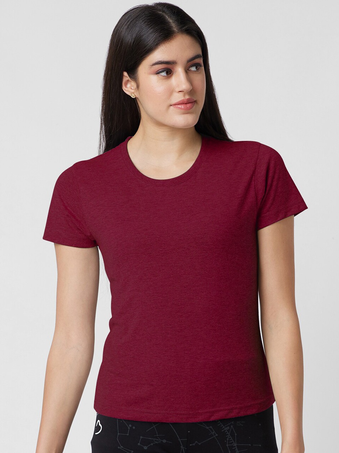 

NOIRA Pack Of 2 Cotton Lounge T-Shirts, Maroon