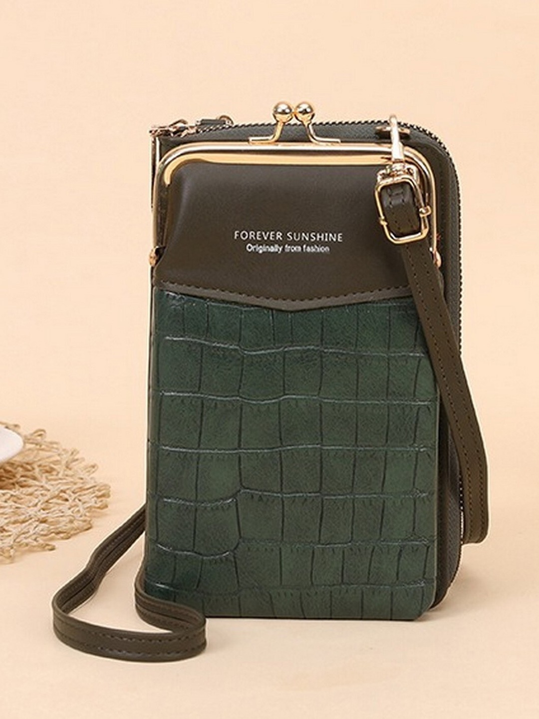 

Diva Dale Textured Structured Sling Bag, Green