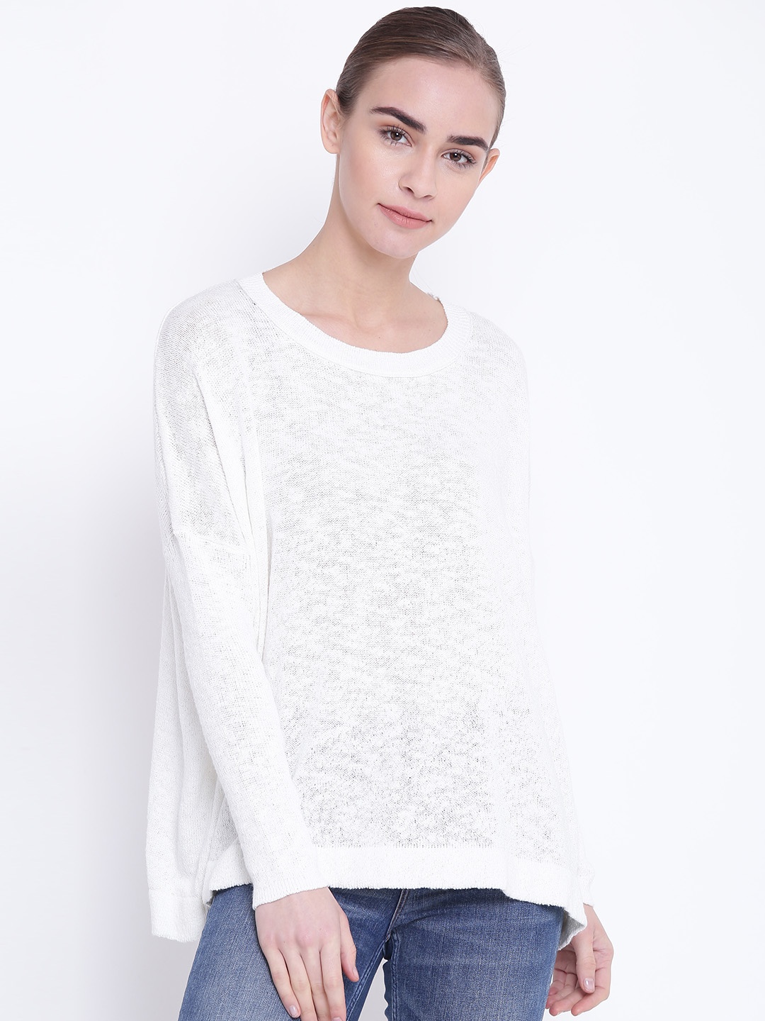 

FOREVER 21 Women White Solid Sweater