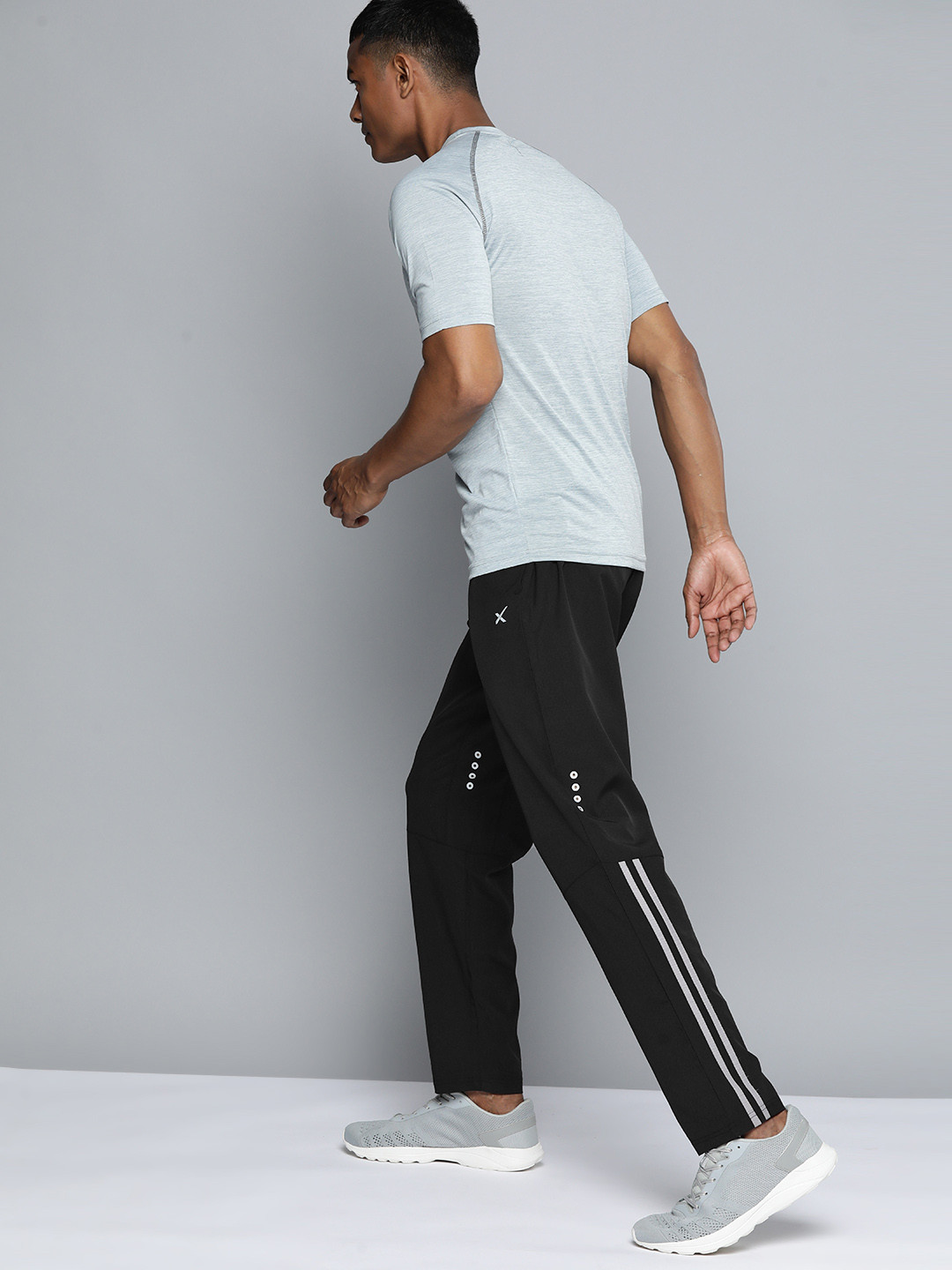 

HRX by Hrithik Roshan Men Striped Running Track Pants, Black