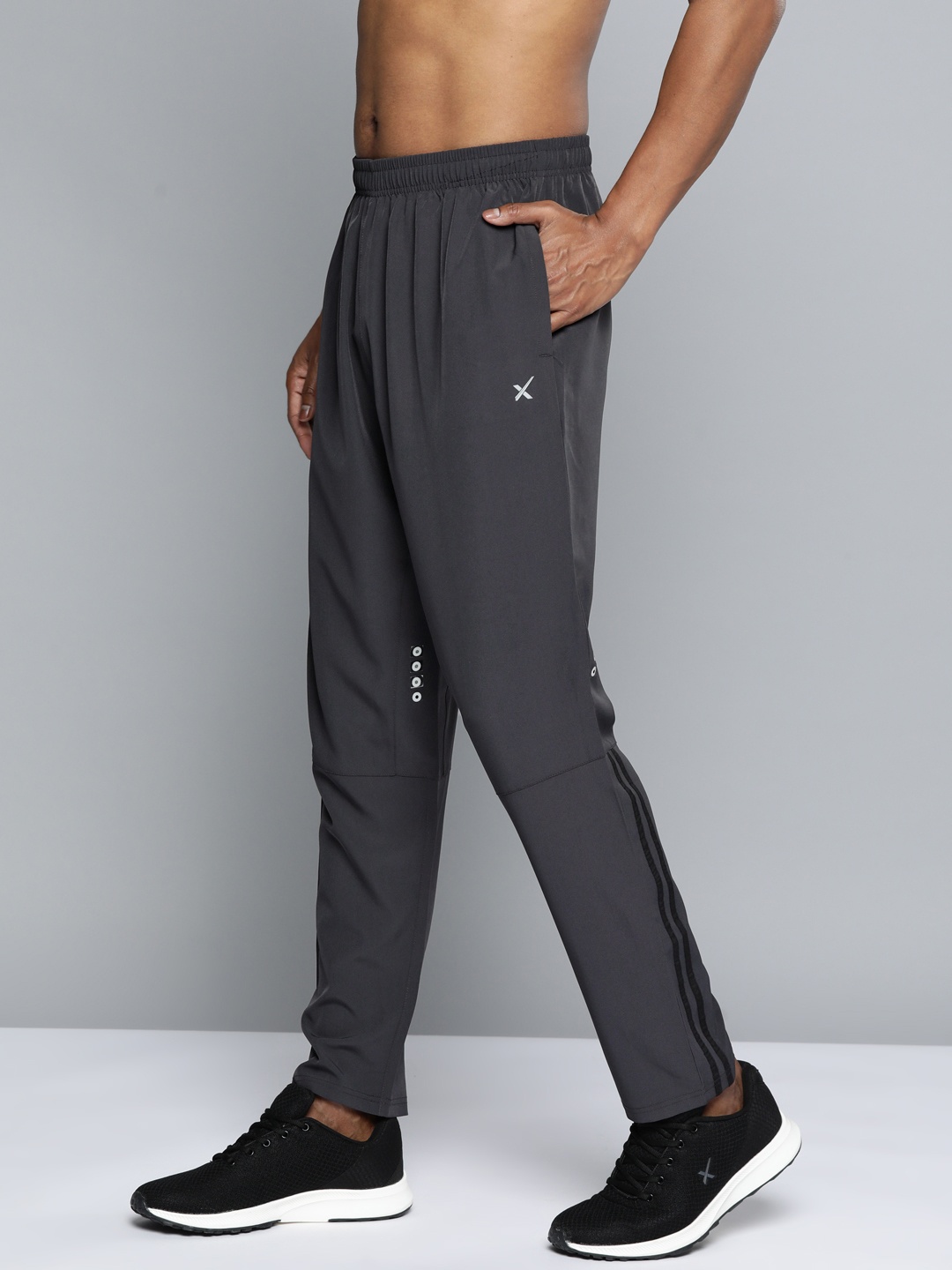 

HRX by Hrithik Roshan Men Striped Running Track Pants, Grey