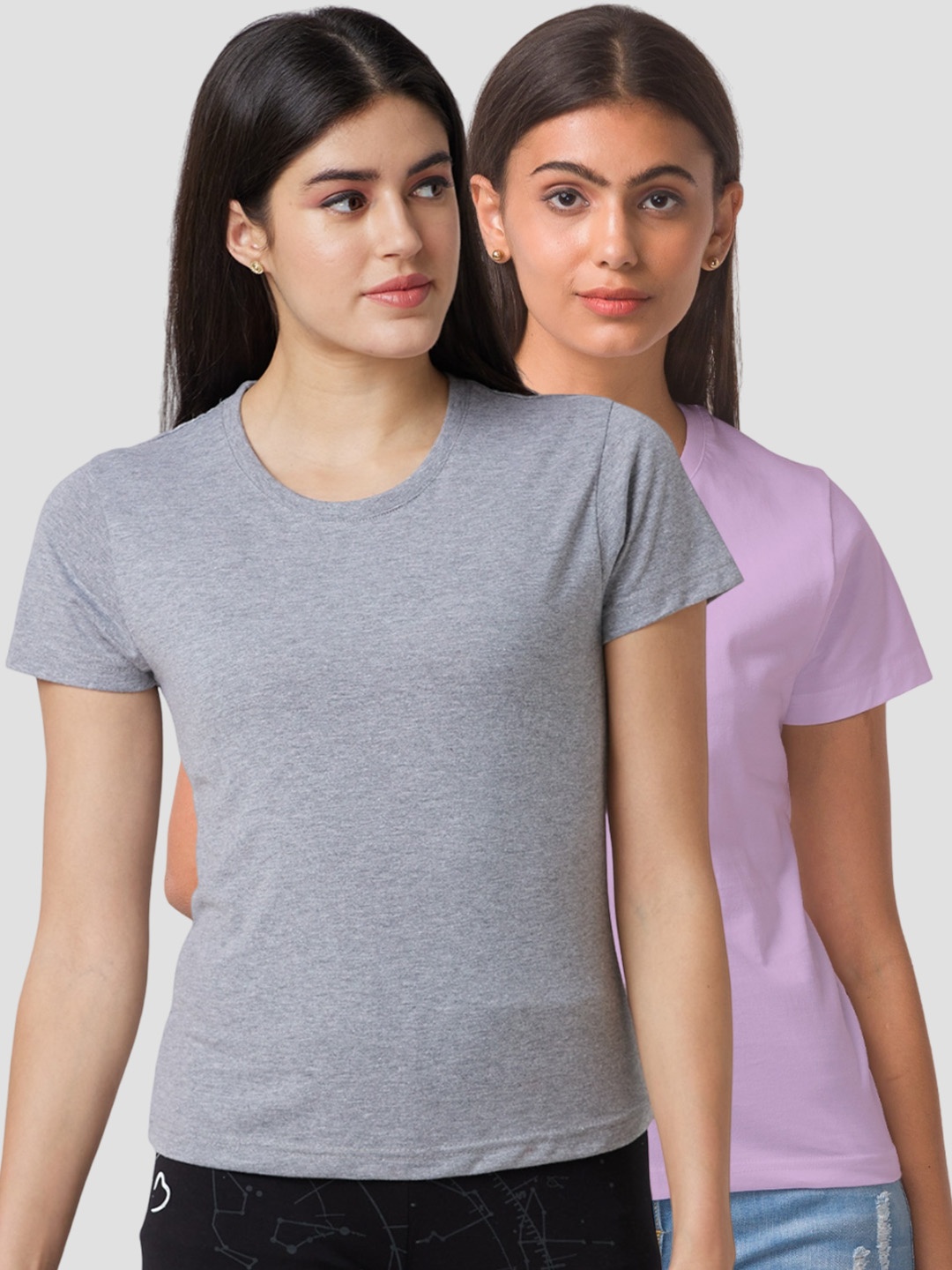 

NOIRA Pack Of 2 Cotton Lounge T-Shirts, Grey