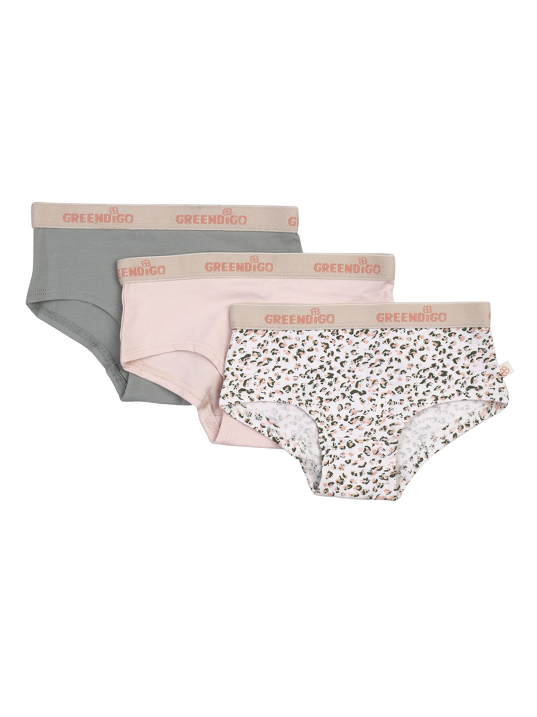 

GREENDIGO Girls Pack Of 3 Organic Cotton Hipster Briefs, Pink