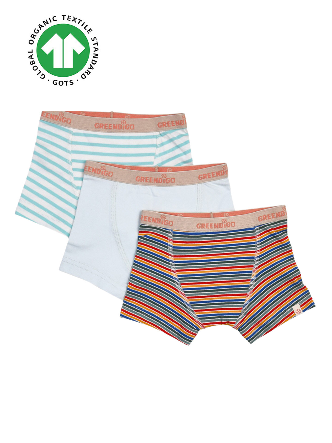 

GREENDIGO Boys Pack Of 3 Organic Cotton Boy Shorts Briefs, White
