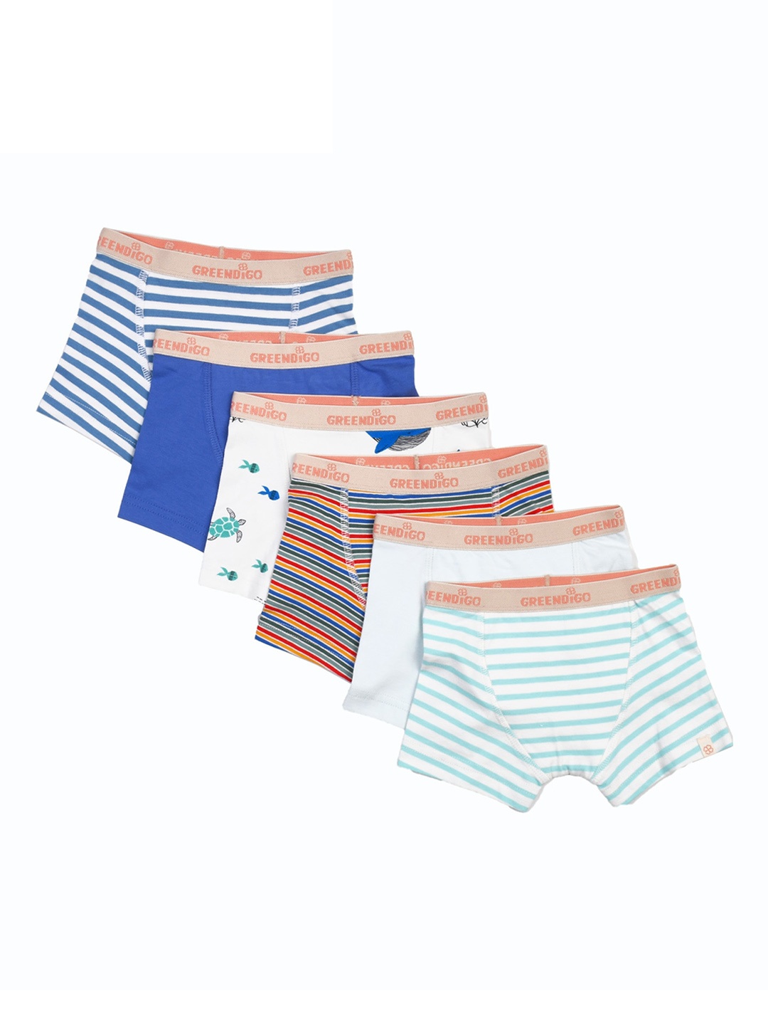 

GREENDIGO Boys Pack Of 6 Organic Cotton Buttery Soft Boy Shorts Briefs, Red