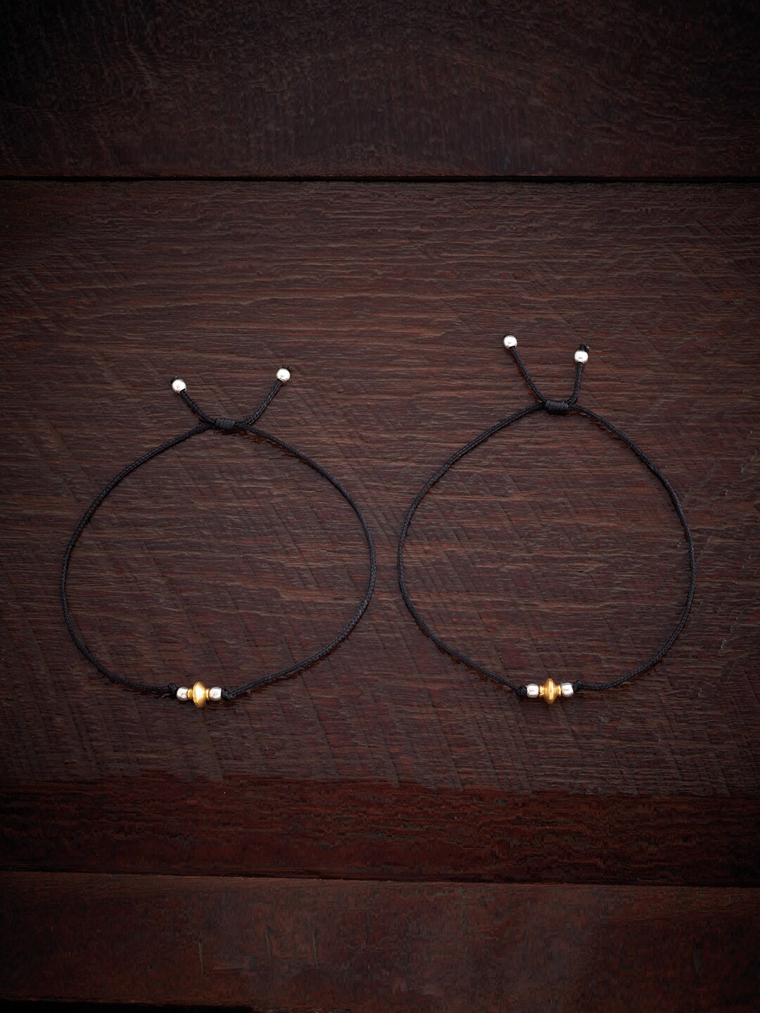Kushal's Fashion Jewellery Set Of 2 Gold-Plated Sterling Silver Beaded Anklet