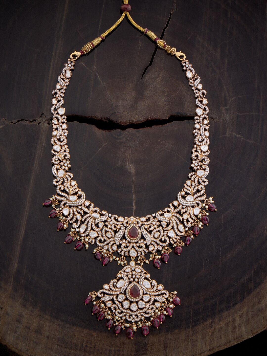 

Kushal's Fashion Jewellery Silver Gold-Plated Necklace, Red